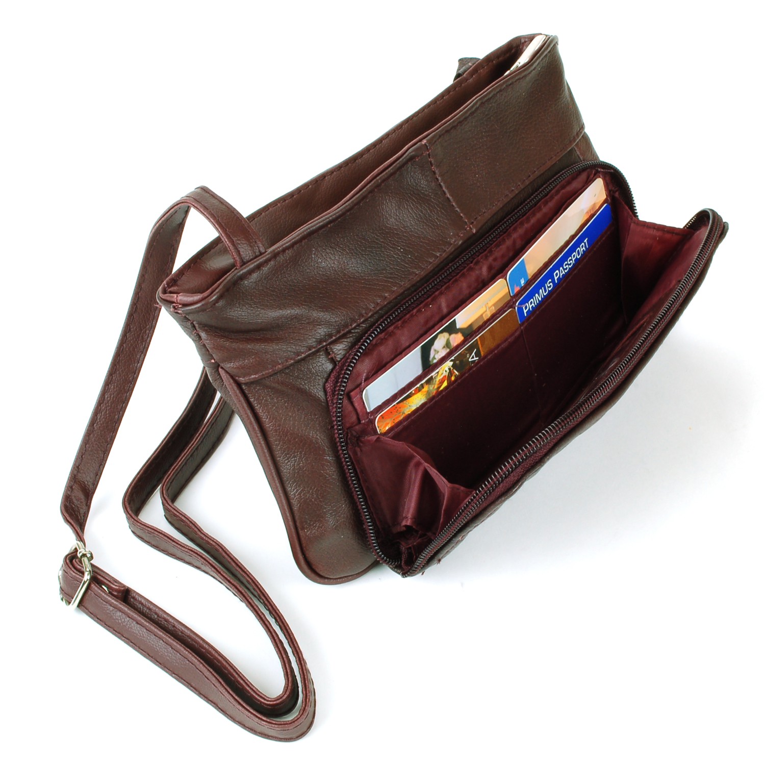 Womens Tote Bag Purse Genuine Leather 5 Pocket Organizer Clutch Purse